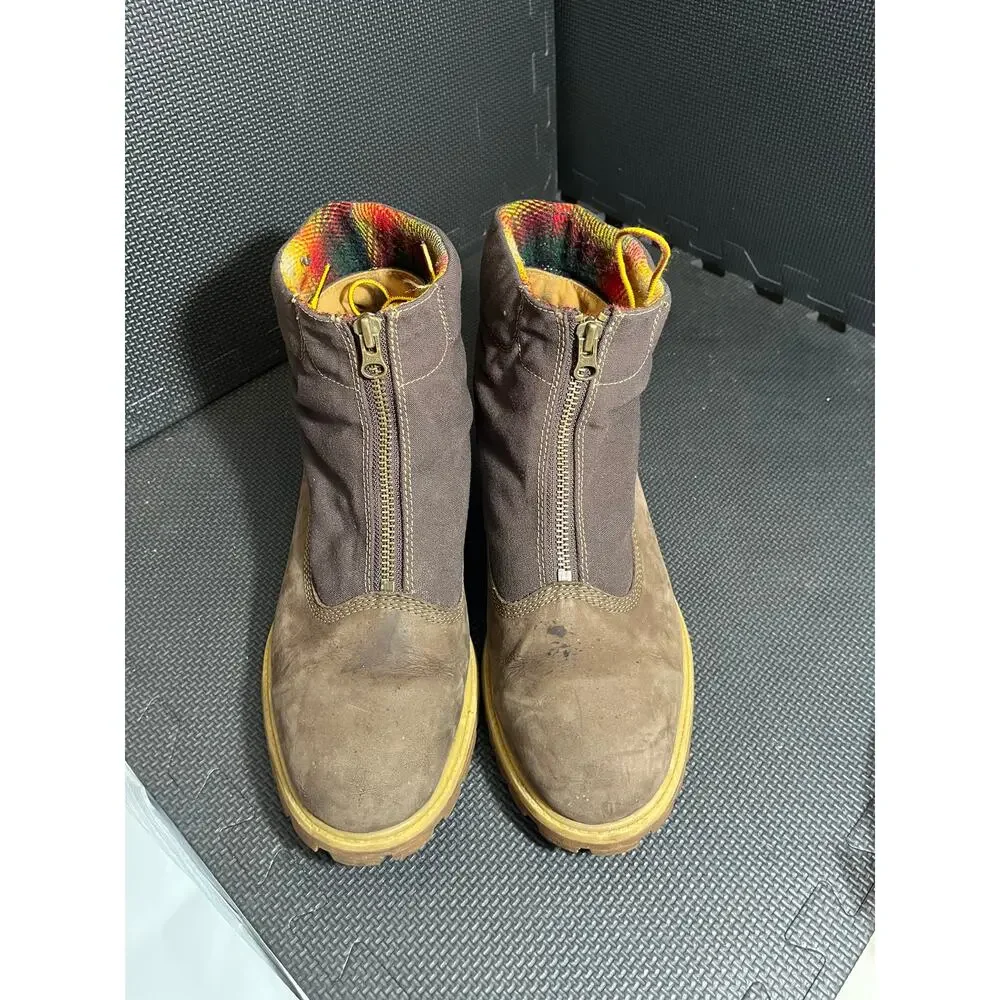 Timberland Woolrich Premium Zip‎ Top Boots Brown Leather Plaid Lace Mens Size 12